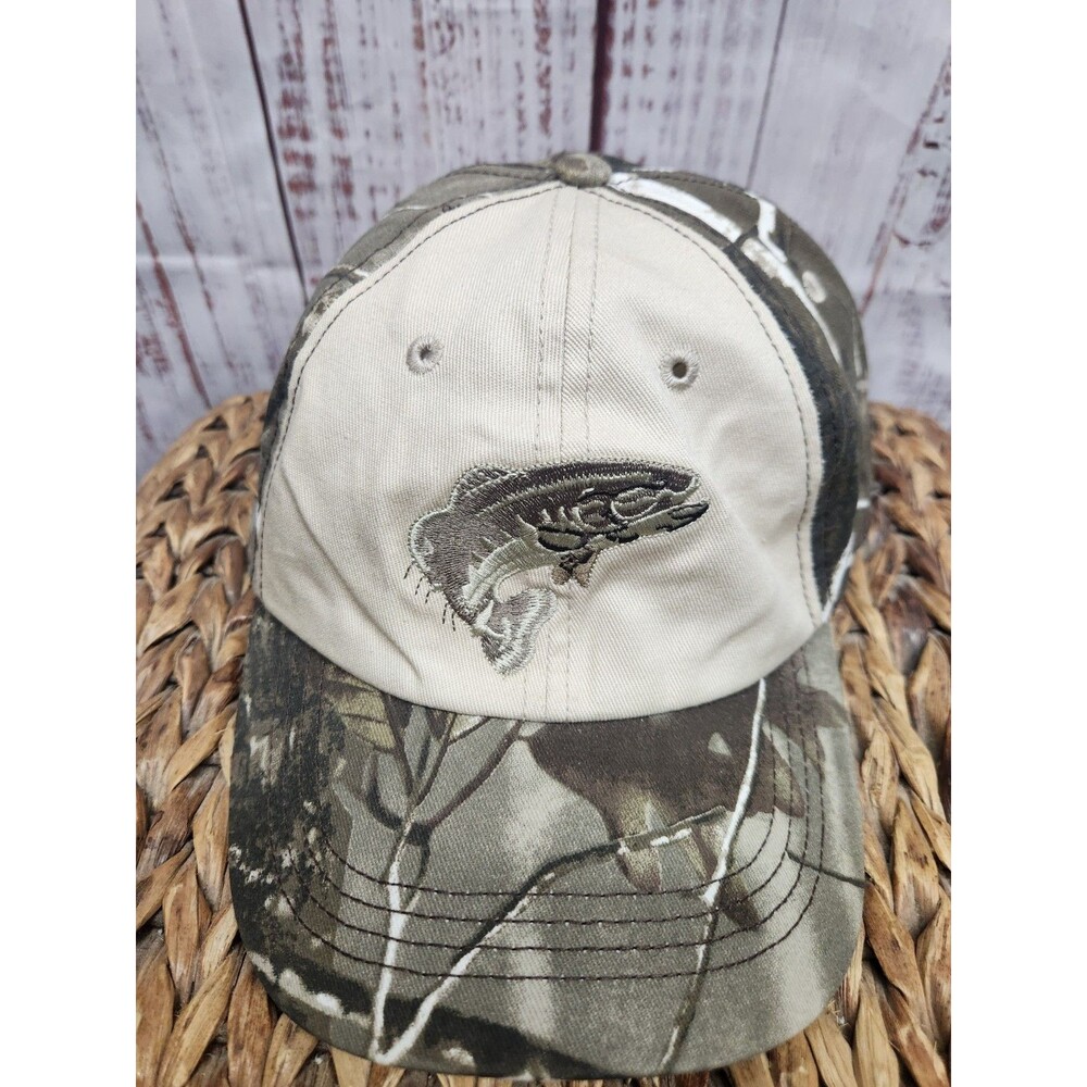 Woodland Creek Bass Fish Adjustable Camo Hunting Outdoor Baseball Cap Hat NWT